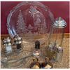 Image 1 : Glass and Metal Serveware and Tableware Including Christmas Platter