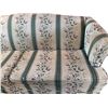 Image 2 : Three-Seat Sofa with Rolled Arms, Floral Upholstery, Cream and Green Stripes