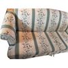 Image 4 : Three-Seat Sofa with Rolled Arms, Floral Upholstery, Cream and Green Stripes