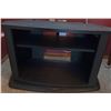 Image 1 : Black Wooden TV Stand with Shelf and Curved Sony Base