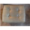 Image 1 : Square Beige Vinyl Ottoman with Tufted Top and Button Detail