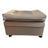 Image 2 : Square Beige Vinyl Ottoman with Tufted Top and Button Detail