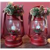 Image 2 : Decorative Red Lanterns with Holiday Pine and Berry Accents