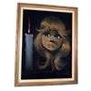 Image 1 : Oil Painting of Girl with Candle Signed T. Zinn in Gold-Tone Frame