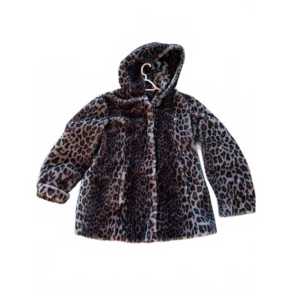 Guillaume Faux Fur Leopard Print Hooded Jacket