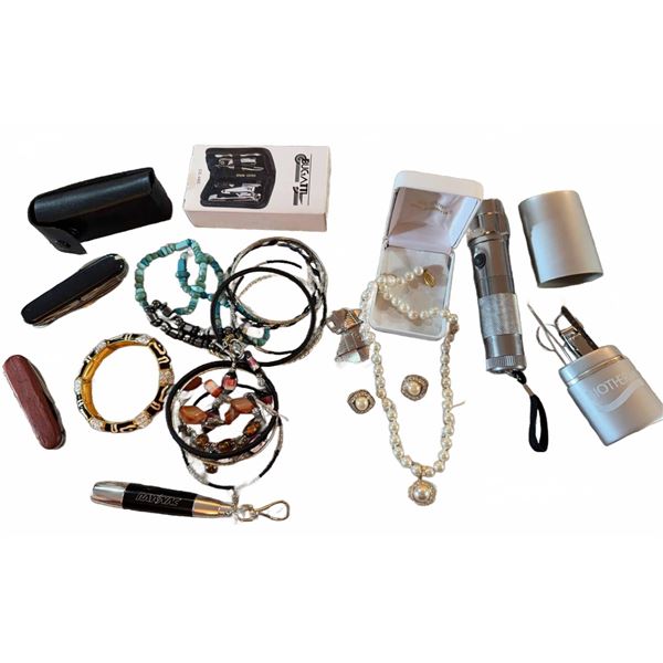 Jewelry, Laser Flashlight, Pocket Tools, and Keychain Lot