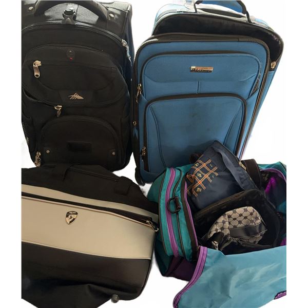 5 Assorted Travel Bags And Suitcases Including Olympia And Ferrari