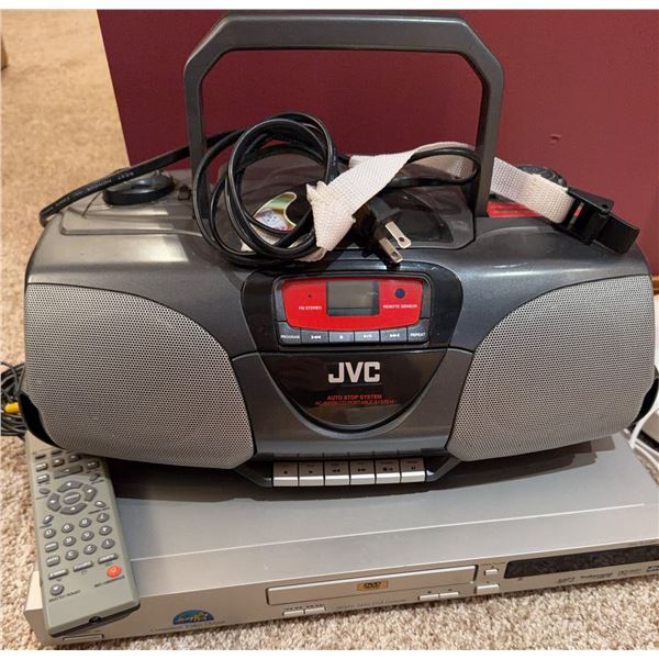 JVC CD Radio Cassette Recorder With Remote And Samsung DVD Player