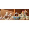 Image 1 : Ceramic Easter Decorations With Bunnies, Eggs, Basket, and House Scene