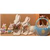 Image 3 : Ceramic Easter Decorations With Bunnies, Eggs, Basket, and House Scene