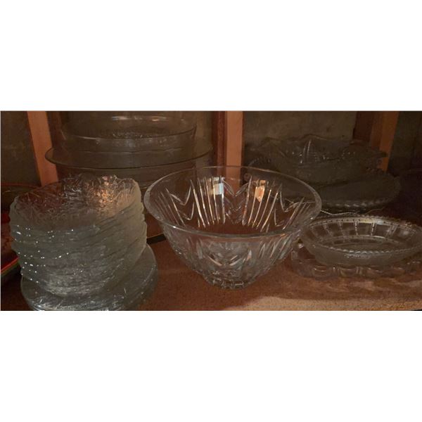 Pressed and Cut Glass Bowls, Plates, and Serving Dishes
