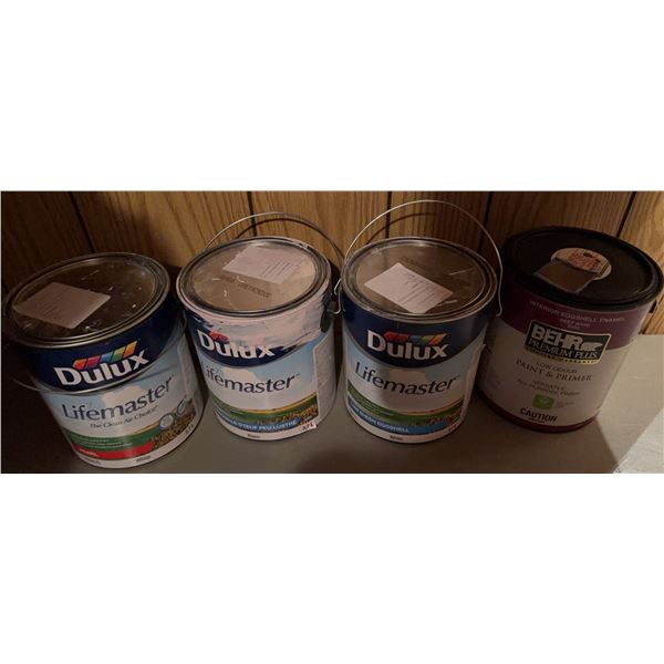 Dulux Lifemaster and BEHR Paint & Primer Interior Eggshell Finish, 4 Cans