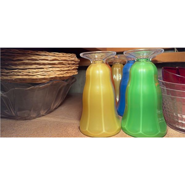 Colour Plastic Glasses, Red Glass Bowls, Clear Glass Bowls, Mason Jars, Roasting Pan