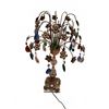 Image 1 : Decorative Lamp with Coloured Crystal Prisms and Floral Brass Detailing