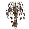 Image 2 : Decorative Lamp with Coloured Crystal Prisms and Floral Brass Detailing