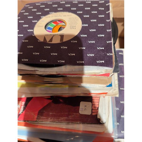 Large Assortment of Vintage 45 RPM Vinyl Records RCA, MCA, Arista, Columbia Labels