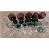 Image 1 : Coloured and Clear Glass Stemware Set, 14 Pieces
