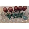 Image 2 : Coloured and Clear Glass Stemware Set, 14 Pieces