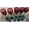 Image 4 : Coloured and Clear Glass Stemware Set, 14 Pieces