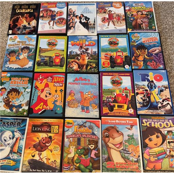 Big Lot of 20 Children's and Family DVDs Including Animated Series and Movie Titles