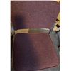 Image 4 : Small Brown Metal Storage Cabinet With Drawer and Two Purple Upholstered Chairs