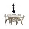 Image 1 : White Resin Patio Set With Six Chairs, Table, Parasol, and Umbrella Base