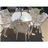 Image 3 : White Resin Patio Set With Six Chairs, Table, Parasol, and Umbrella Base