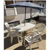 Image 4 : White Resin Patio Set With Six Chairs, Table, Parasol, and Umbrella Base