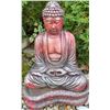 Image 1 : Red and Grey Resin Buddha Garden Statue in Meditative Pose