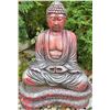 Image 2 : Red and Grey Resin Buddha Garden Statue in Meditative Pose