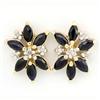 1.52Ct Black Sapphire & Diamond 9K Gold Earrings (JEW-9167X)