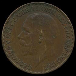 1927 British George V Penny AU (COI-7152)