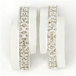 0.22Ct Genuine Natural Diamond White 9K Gold Earrings (JEW-9084X)