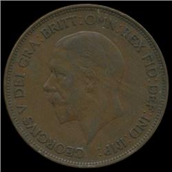 1930 British George V Penny XF (COI-7158)