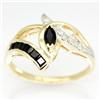 0.89Ct Black Sapphire & Diamond Yellow 9K Gold Ring (JEW-9066X)