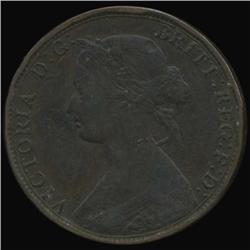1862 British Victoria Halfpenny XF Details (COI-7252)