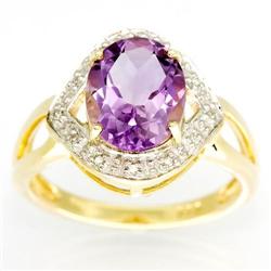 2.82Ct Huge Amethyst & 12 Diamond 9K Gold Ring (JEW-9018X)