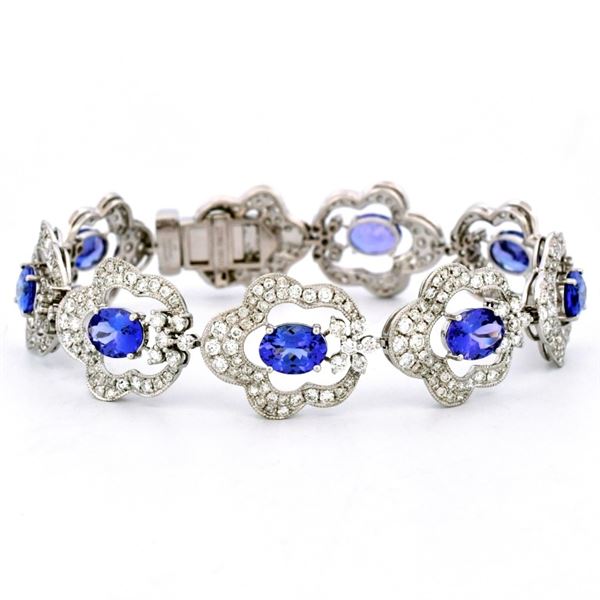 18K Gold 10.01ct Tanzanite & 6.17ct Diamond Bracel