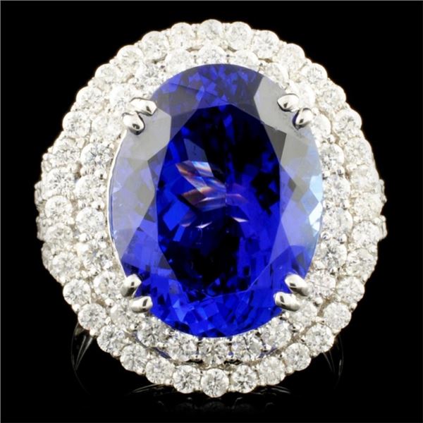 18K Gold 11.00ct Tanzanite & 1.75ctw Diamond Ring