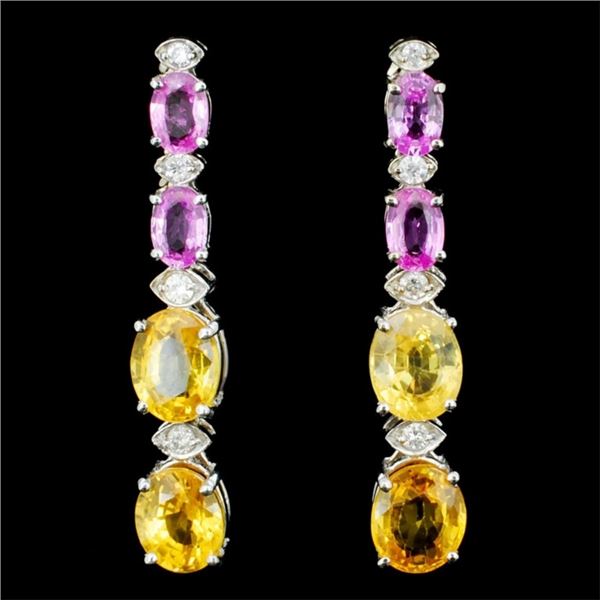 14K Gold 2.00ct Sapphire & 0.35ct Diamond Earrings