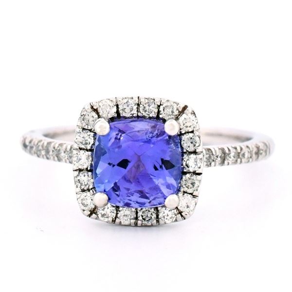 14K White Gold 1.70ct Tanzanite & 0.40ct Diamond R