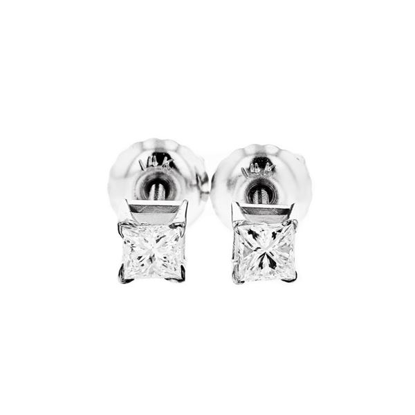 14K White Gold 0.25ctw Princess Diamond Stud Earri