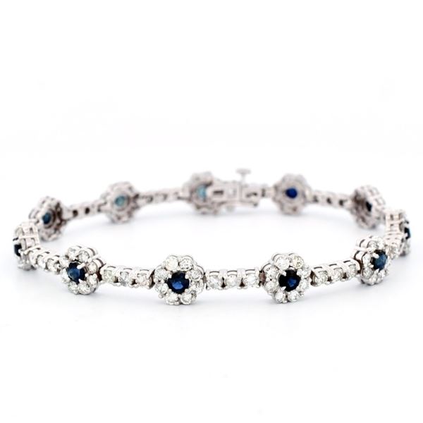 14K W Gold 2.50ct Sapphire & 6.50ct Diam Bracelet