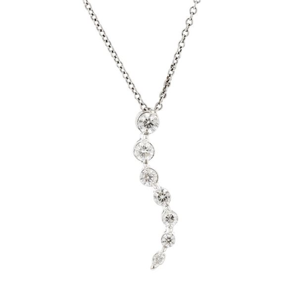 14K White Gold 0.15ctw Diamond Drop Pendant