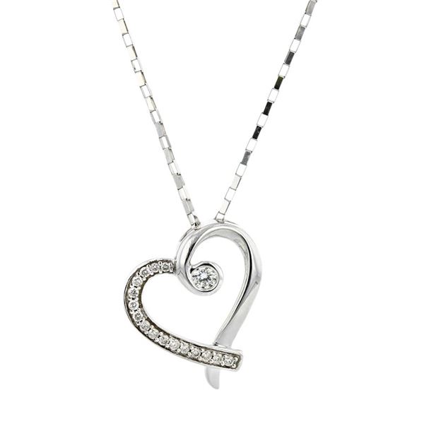 14K White Gold 0.40ctw Diamond Heart Pendant