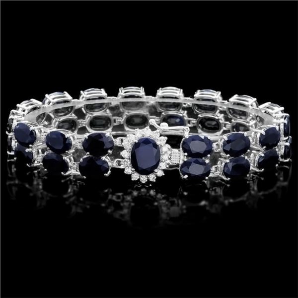 14k Gold 50.00ct Sapphire & 0.55ct Diamond Bracele