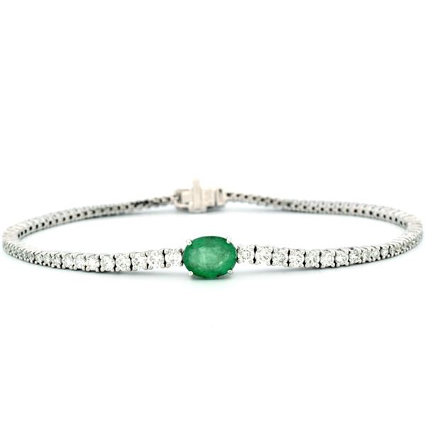 14K Gold 1.74ct Emerald & 2.63ct Diamond Bracelet