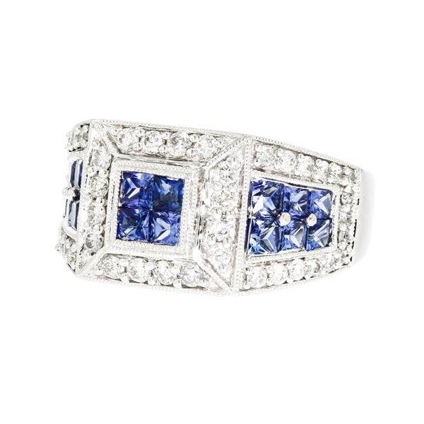 18K White Gold 2.10ct Sapphire & 0.75ctw Diamond R