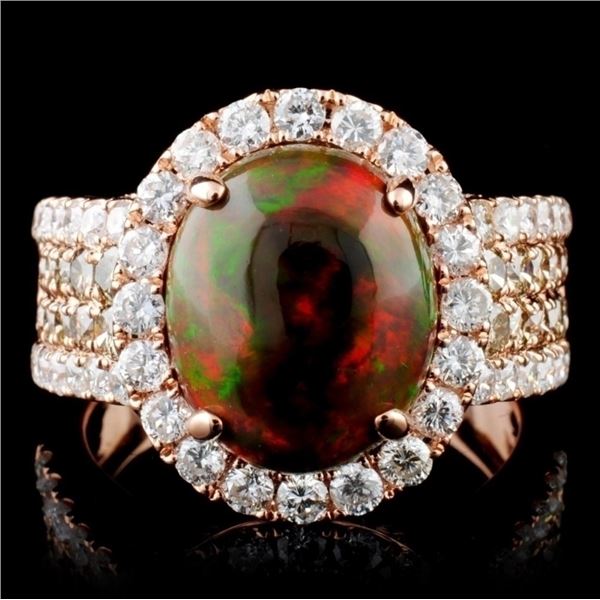 14K Gold 2.30ct Opal & 1.75ct Fancy Diamond Ring