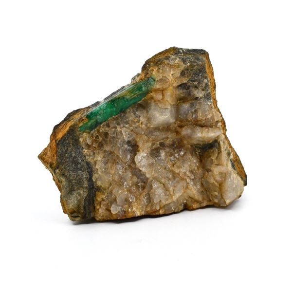 Emerald Green Beryl Crystal in Quartz Matrix